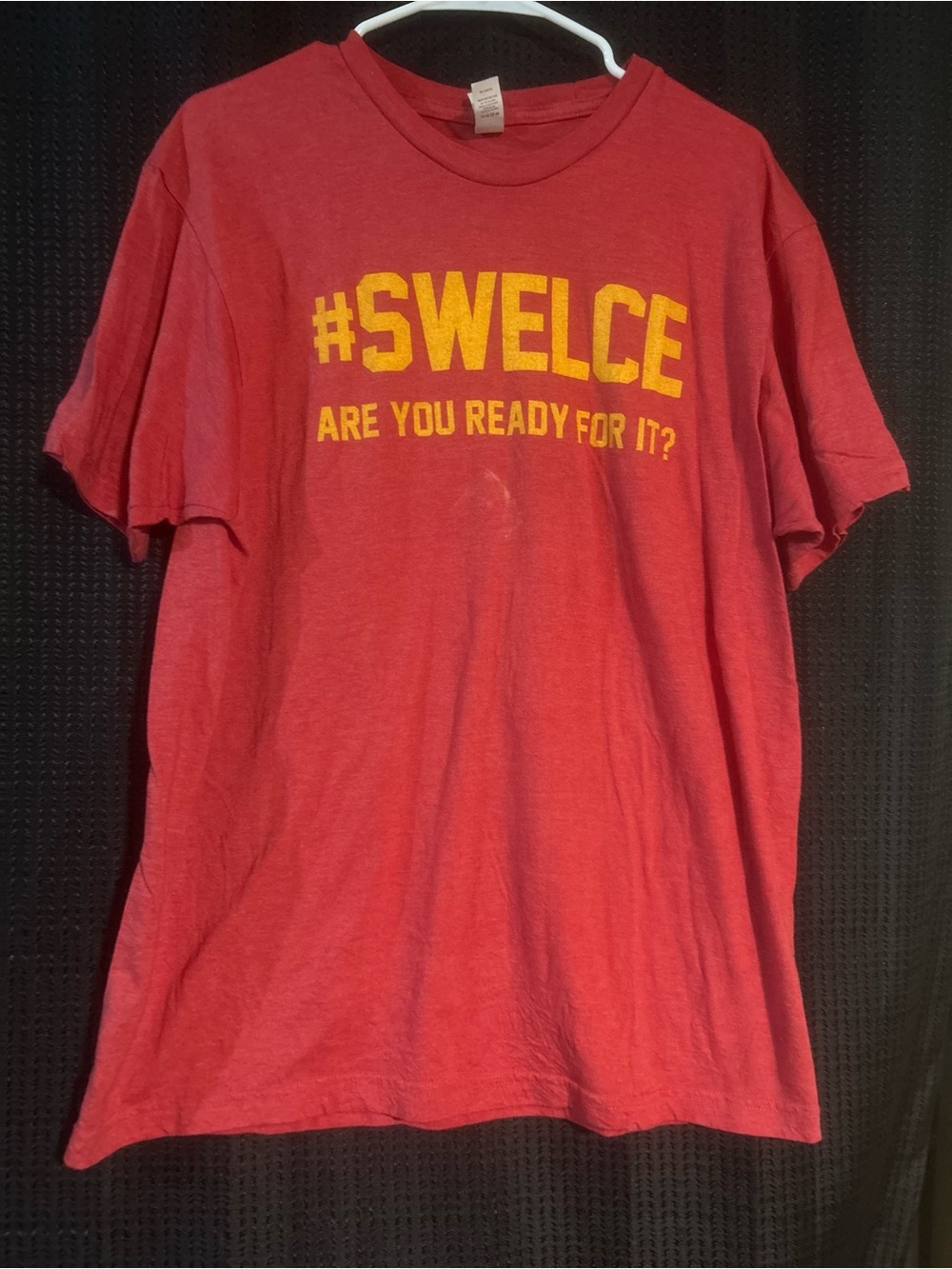 Red Graphic Tee with Yellow #SWELCE Slogan